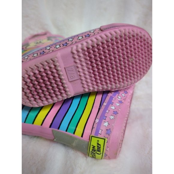 Western Chief Minnie Mouse Boots Girls Sz 7/8‎ fur lined rain Pink - Picture 6 of 6